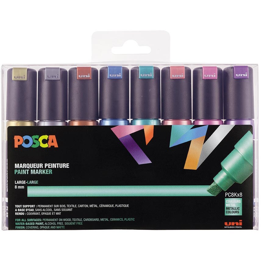 POSCA Pigmentmarker PC-8K, 8er Box, farbig sortiert