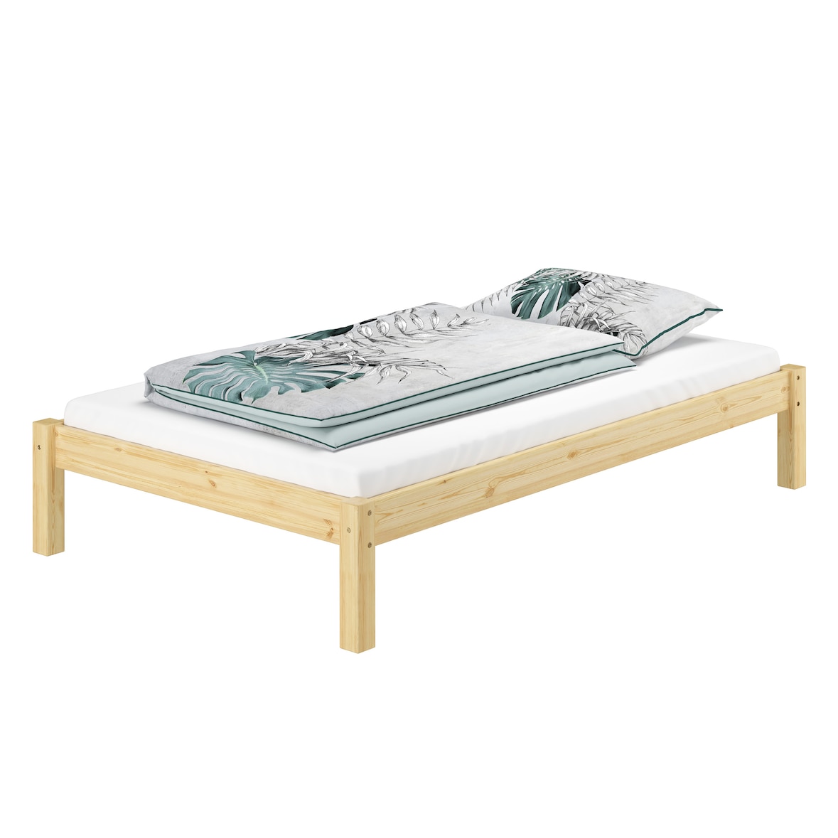 Bettgestell Kiefer natur Einzelbett 120x200 Massivholzbettgestell mit Rollrost 60.35-12