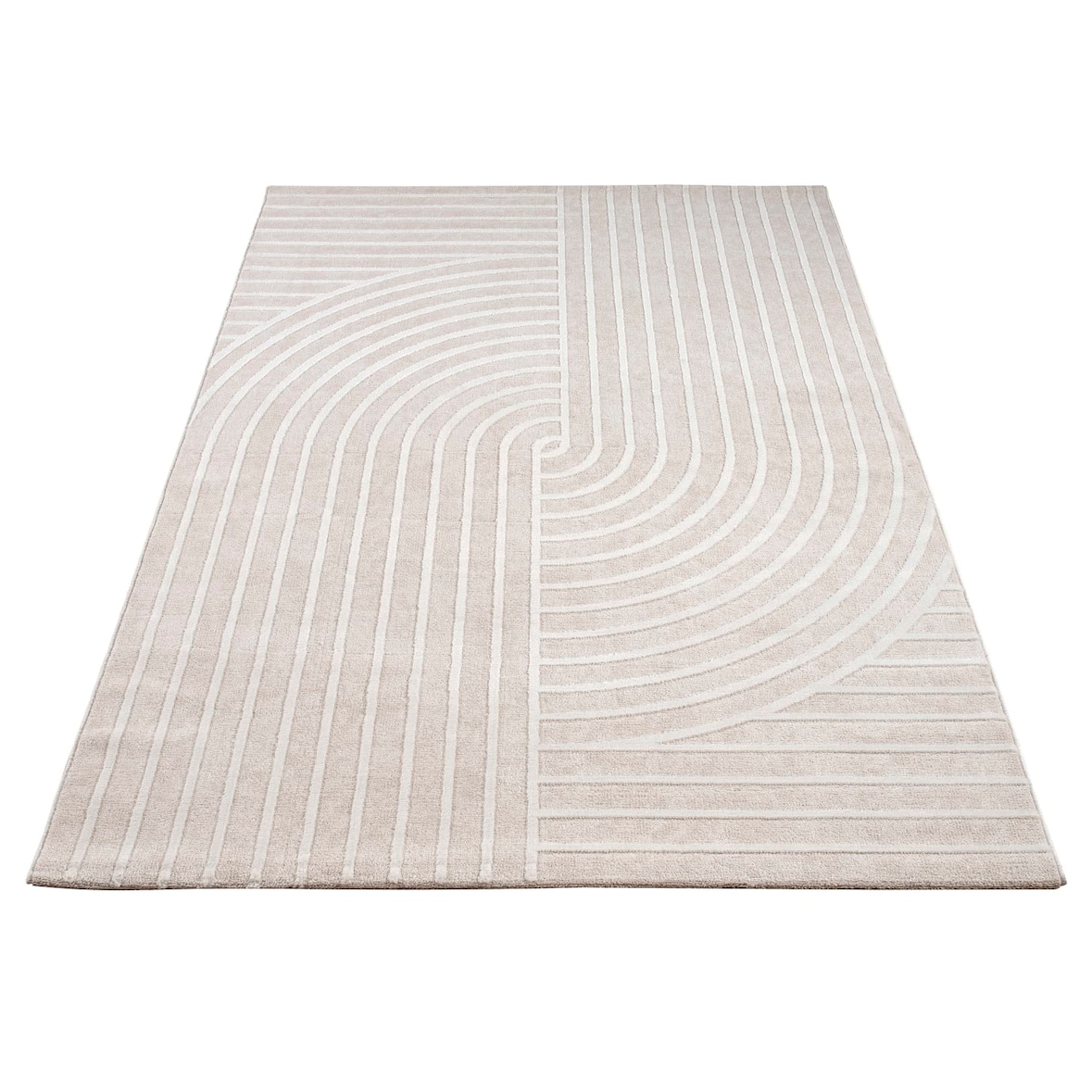 Teppich Kurzflor Abstrakt Wohnzimmer schmutzabweisend Creme  160x220 | 75% Polyester, 25% Polypropylen | Florhöhe: 10 mm | pflegeleicht