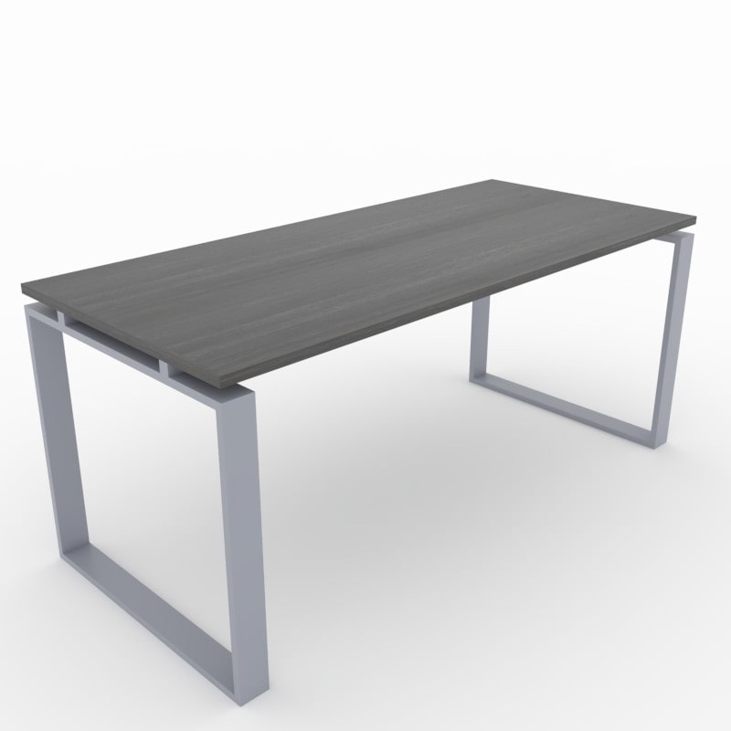 Oficit. Mesa de oficina y hogar. Estructura Marco Cerrado gris plata, con tablero roble azache. Fabricado en España. Medidas: 180x80cm (largo x ancho)