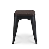 thumbnail of Lot de 4 tabourets en métal noir mat style industriel et assise en bois foncé - Hauteur 46 cm
