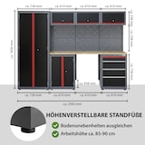 thumbnail of Werkstattwand 13-tlg. modulares Werkstattschranksystem aus Stahl mit massiver Holzarbeitsplatte rot