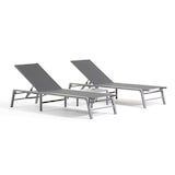 thumbnail of 2 espreguiçadeiras e mesa em alumínio, encosto ajustável, textilene respirável, design moderno, resistente, ergonômico - Duna - Cinza