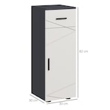 thumbnail of Badezimmerschrank Holz Grau 30x30x82 cm mit Schublade und Schrankfach, verstellbarem Einlegeboden, freistehend, modernes Kontrastdesign