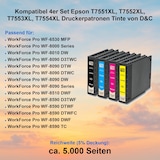 thumbnail of Kompatibel 4er Set Epson T7551XL, T7552XL, T7553XL, T7554XL Druckerpatronen Tinte von D&C