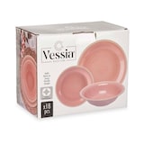 thumbnail of San Ignacio VESSIA - Juego de Vajilla 18 piezas 19/21,5/26cm de Loza con Borde Rosa