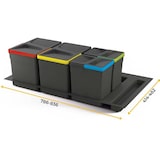 thumbnail of Emuca Kit di contenitori per cassetto da cucina con base Recycle altezza 266 mm, 2x15 lt, 2x7 lt, modulo 900 mm, Grigio antracite in plastica