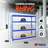 thumbnail of PROREGAL Étagère charge lourde RHINO, HxLxP 180x200x60cm, 500kg par niveau, Tablette 16mm, Bleu, Étagère de garage, étagère de rangement