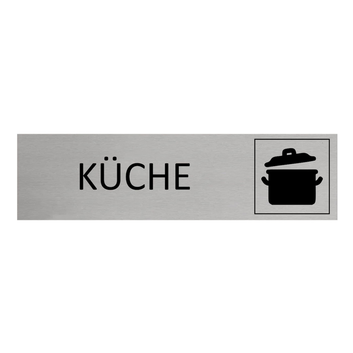 CombiCraft Aluminium Türschild Küche 165x45mm mit 3M-Tape zur Befestigung, einfache Kennzeichnung von Räumen und Bereichen