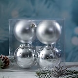 thumbnail of Christbaumkugeln Weihnachtskugeln bruchfest 10cm silber 4er Set