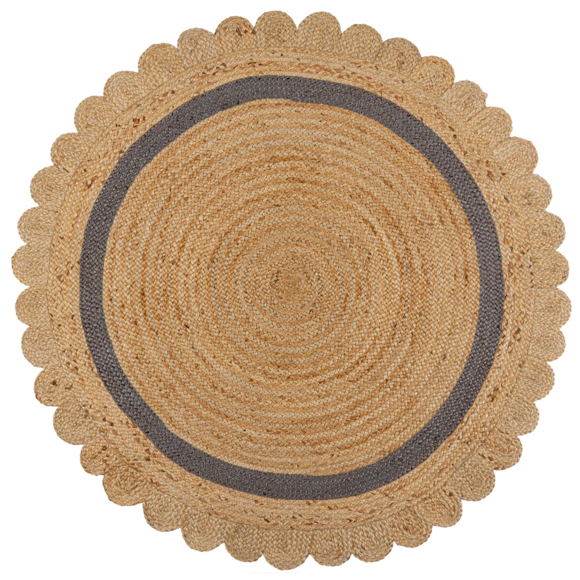 Einzigartiger Jute Teppich Grace, Handarbeit, von Kadima Design. Farbe: Braun-Grau, Größe: 160x160 cm
