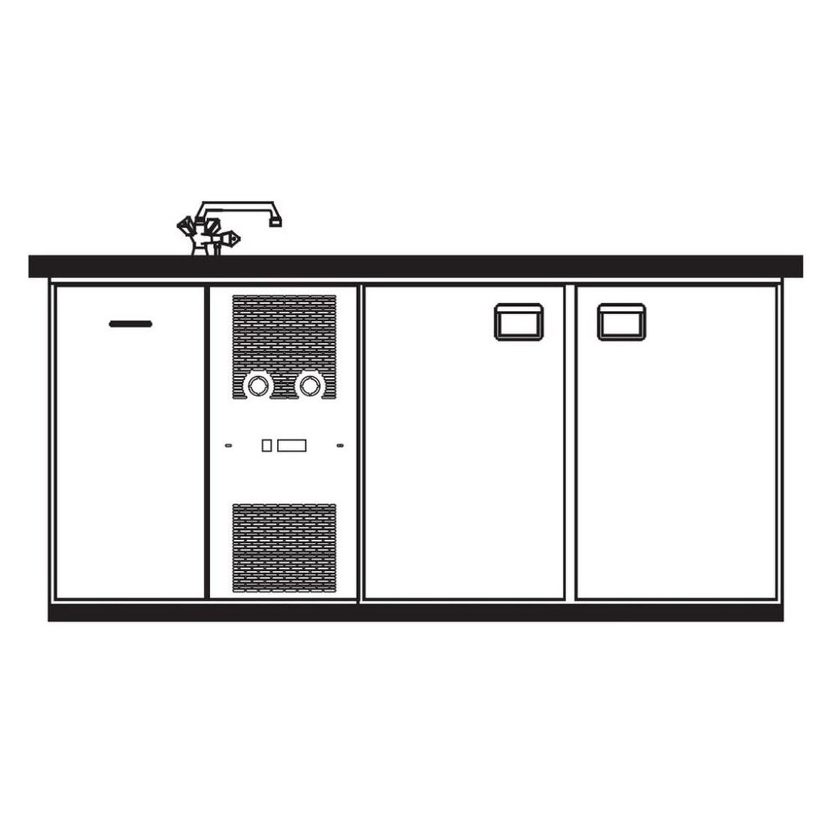 KBS Getränketheke mit 2 Becken links 1890x688x920 mm Umluftkühlung 230 Volt