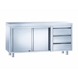 thumbnail of Edelstahl Arbeitsschrank PREMIUM 1400 x 700 mm mit 3 Schubladen rechts