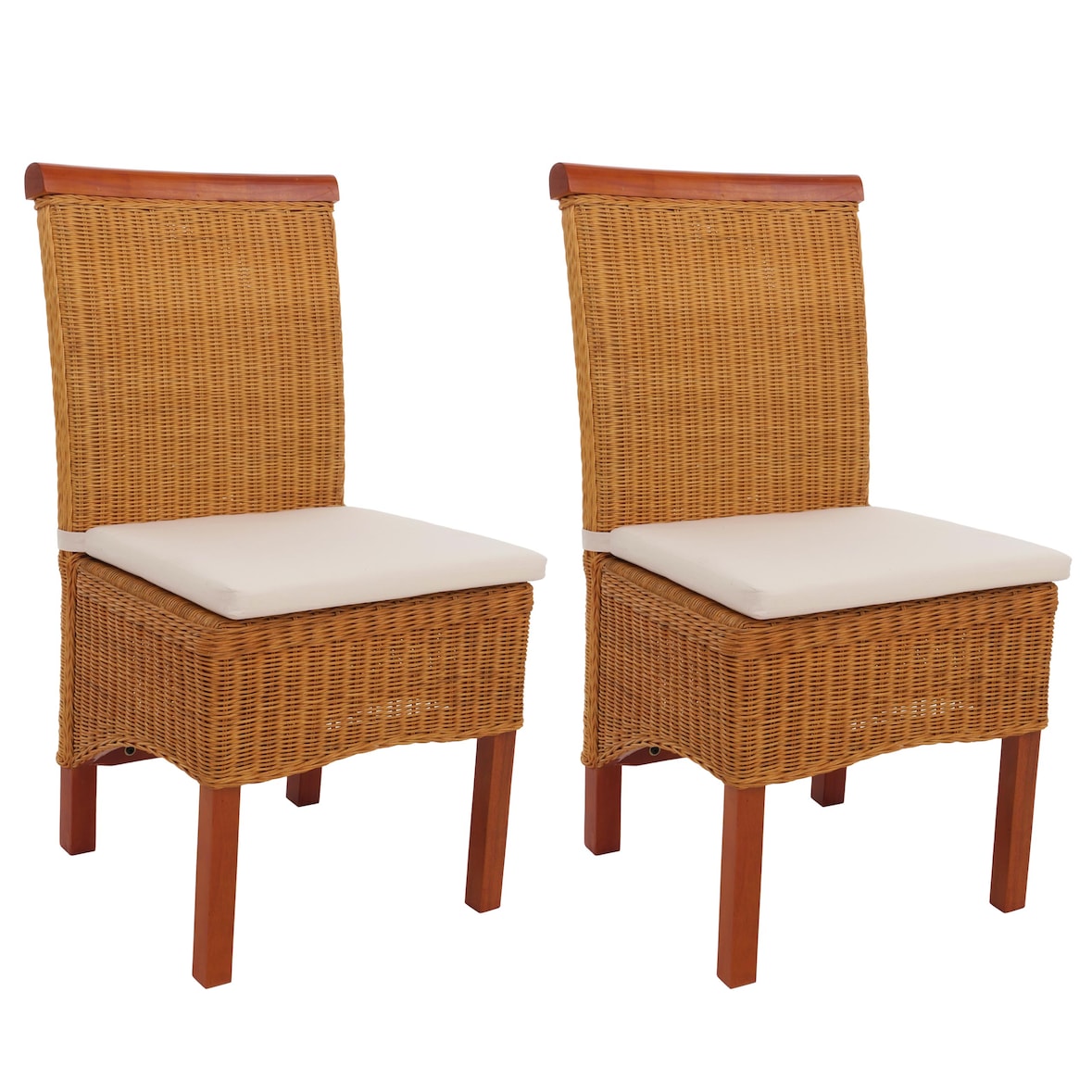 Set di 2 sedie da sala da pranzo Sedia in vimini M42, rattan ~ con cuscino di seduta