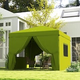 thumbnail of Tenda Dobrável 3x3 m Tenda de Jardim com 4 Paredes Laterais 2 Janelas de Malha Altura Ajustável Impermeável e Anti-UV Verde