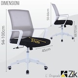 thumbnail of ZIK Sedia da Ufficio Girevole Regolabile in Altezza, Supporto Lombare e Braccioli - Bianco