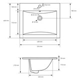 thumbnail of ML-Design Einbau-/Aufsatzwaschbecken Keramik Weiß 52,5 × 45 × 21 cm, eckig, mit Hahnloch & Überlauf, inkl. Ablaufgarnitur – Design Waschtisch
