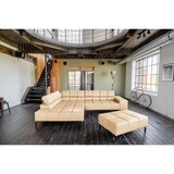 thumbnail of KAWOLA Sofa NELSON Ecksofa Leder beige mit motorischem Sitzvorzug und Hocker Recamiere links