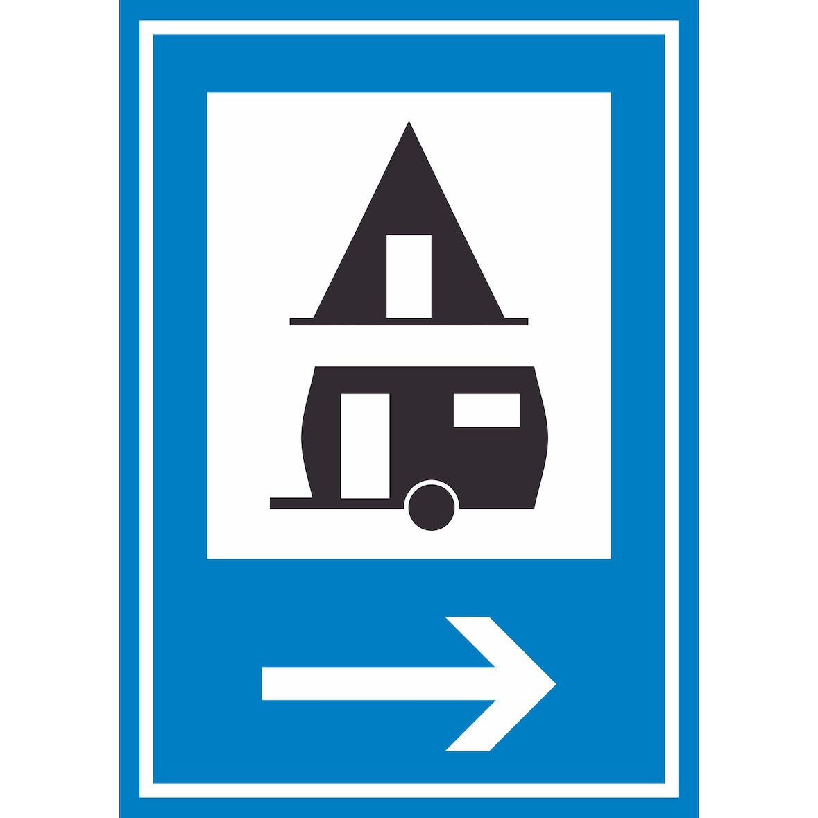 Campingplatz rechts Schild A4 Rückseite selbstklebend
