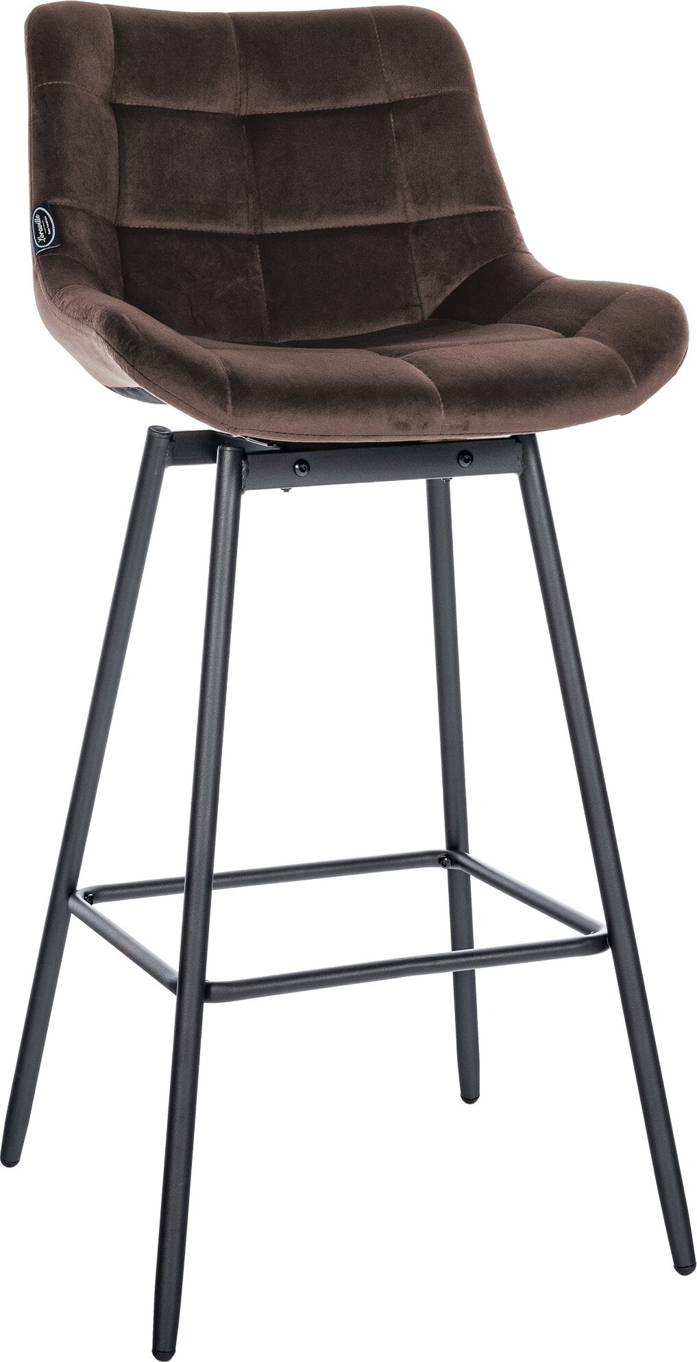 Barhocker VISEN - Samt Braun 49x56x105 cm | Barstuhl Mit Lehne Drehbar Tresenhocker Tresenstuhl Kneipenhocker Kneipenstuhl