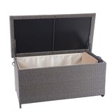 thumbnail of Poly-Rattan Kissenbox HWC-D88, Gartentruhe Auflagenbox Truhe ~ Premium grau, 51x115x59cm 250l