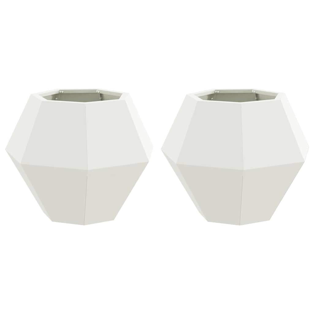 vidaXL Pflanzkübel 2 pcs Weiß 50 x 50 x 40 cm Stahl