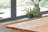 thumbnail of Couchtisch Baumkante massiv Akazie naturfarben 130 x 75 cm schwarz BILLY