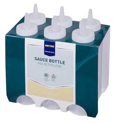METRO PROFESSIONAL Dosatore di salse hs016, polietilene/polipropilene, Ø 7 x 20 cm, 490 ml, con tappo, trasparente, 6 pezzi