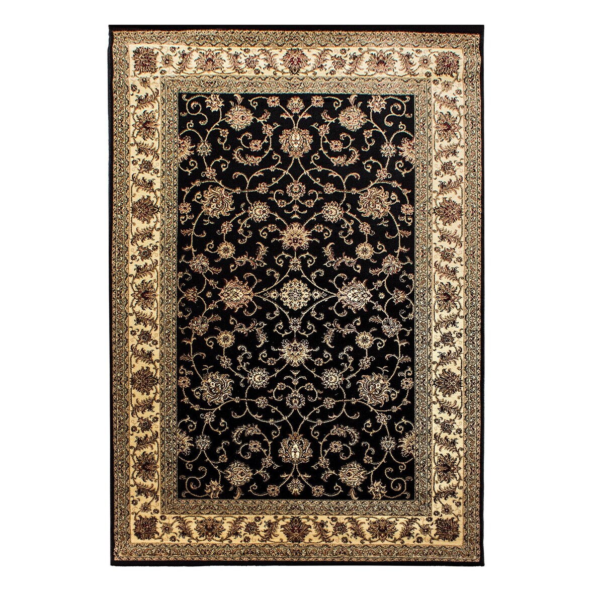 Carpetsale24 Orient Teppich 300x400 cm Schwarz, Zeitloser XXL Kurzflorteppich Ornamenten, Pflegearme Raumlösung für Loft, Galerie oder Wohnbereiche