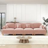 thumbnail of 4-Sitzer Sofa Rosa 83x350x93 cm Chenille im Mid-Century-Stil mit abnehmbarem Rüschenfaltenrock – Modular & flexibel