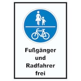 thumbnail of Fußgänger und Radfahrer frei Schild A4 (210x297mm)