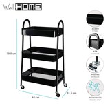 thumbnail of WellHome - Carrello da cucina nero con 3 cestelli e ruote 79,5 cm