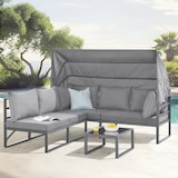 thumbnail of SVITA MAUI Gartenmöbel-Lounge-Set mit Dach Outdoor-Sofa Strandkorb-Sonneninsel Stahl Hellgrau