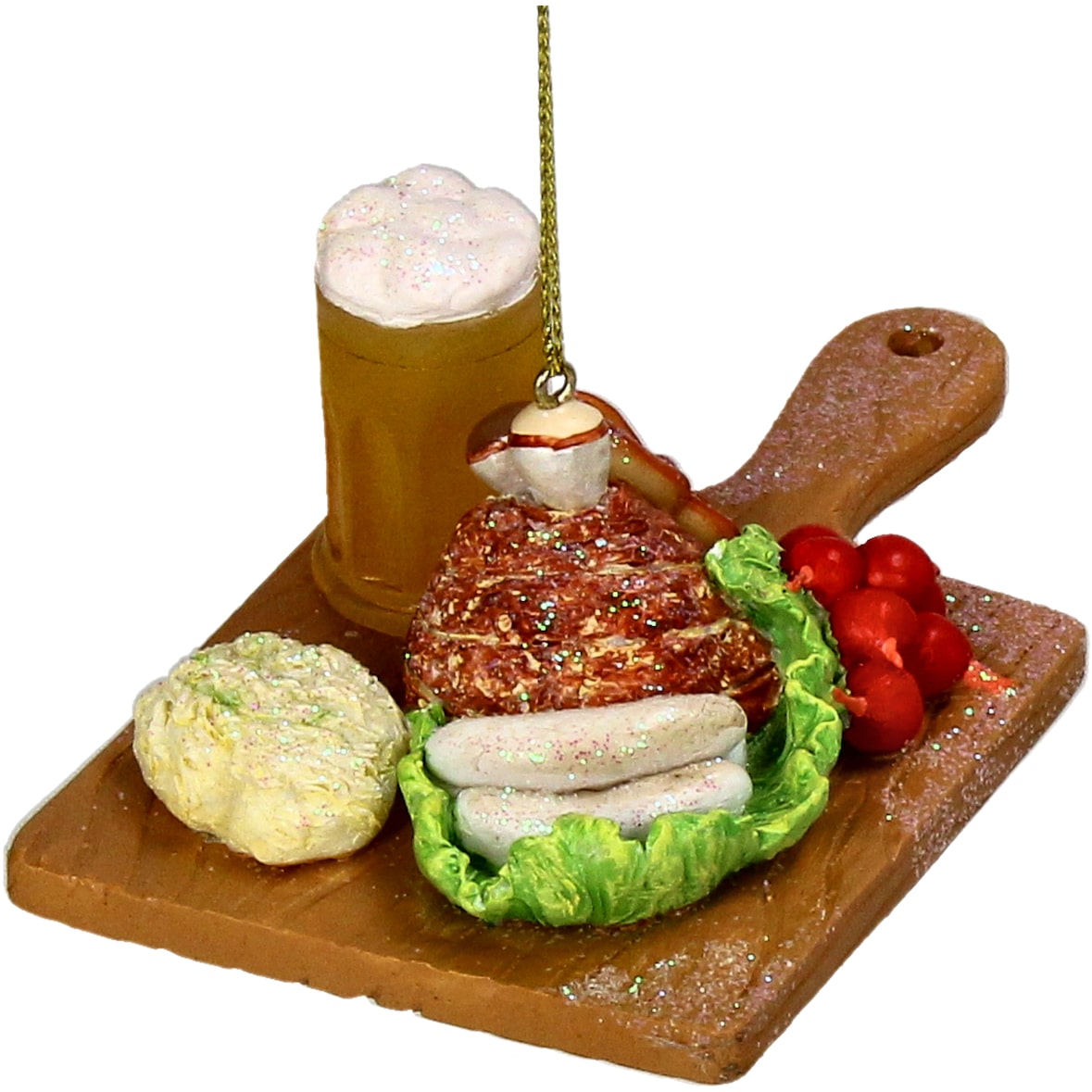 Christbaumschmuck Glas 14cm Bayerische Brotzeitplatte Figur Kugeln Weihnachtsbaum Anhänger Weihnachten Christbaumanhänger Weihnachtsbaumschmuck