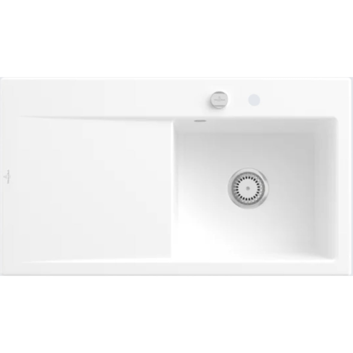 Villeroy&Boch Spülbecken mit Abtropffläche links, Subway Style 50 Stone White 90x51cm, Keramik, Excenterbetätigung