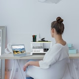 thumbnail of Relaxdays Druckerständer, 2 Ebenen, Rollwagen für Drucker, H x B x T: 28 x 44 x 28,5 cm, mit Rollen, Druckertisch, weiß