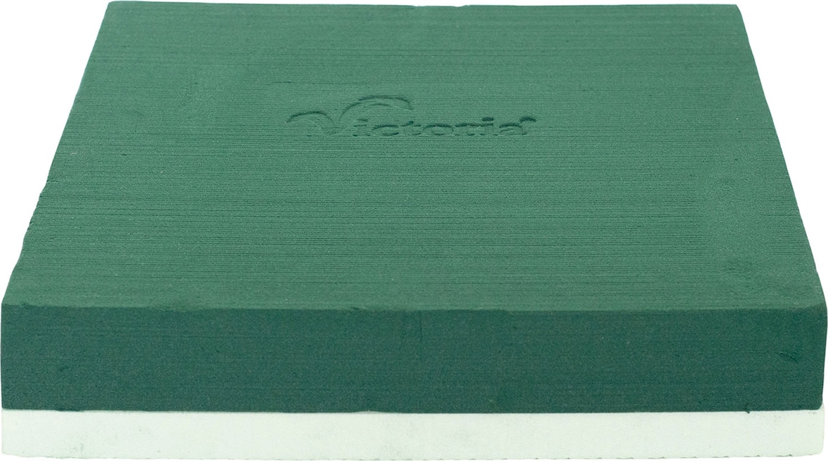 Nass Steckschaum Eckig 30x6cm auf Hartschaumunterlage Frischblumen Schnittblumen Blumen Steckmasse Steckschwamm Blumensteckschaum Floristik Grün