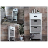 thumbnail of Kommode HWC-K84 mit Körben, Schrank Schubladenschrank, Holz 83x40x29cm ~ weiß, Körbe grau
