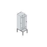 thumbnail of C+P Spind Classic PLUS, Kunststoff untergebaute Sitzbank, 2 Abteile, HxBxT 212x60x82cm, Sicherheitsdrehriegel, Hellgrau/Rot von PROREGAL