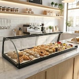 thumbnail of MBH - Vetrina espositiva neutra professionale Snack 120 cm vetri curvi. Espositore neutro da banco porta brioches per bar e pasticceria.