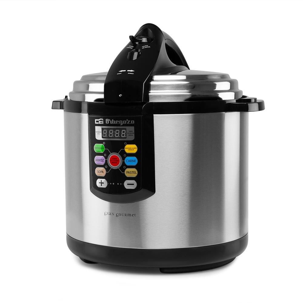 Panela de pressão programável Orbegozo HPE 6075, 6 litros, menus pré-definidos, aço inoxidável, temporizador, visor digital, 1000 W