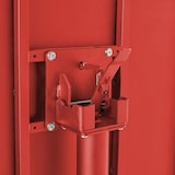 thumbnail of Quadratischer Bistro-Gartentisch mit roter Klappplatte