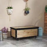 thumbnail of Baúl de exterior arcón almacenaje de madera con 4 ruedas para jardín patio balcón 100x50x43 cm