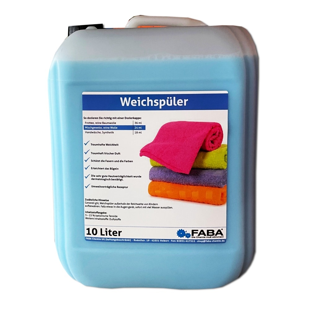 10 L Weichspüler blau für weiche Wäsche mit angenehm frischem Duft