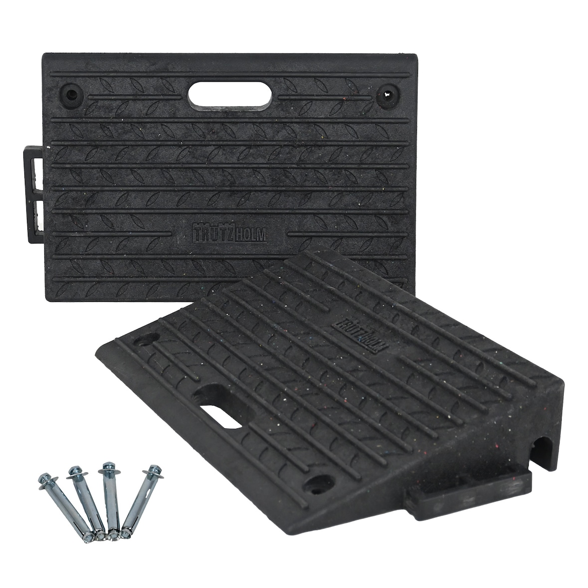TRUTZHOLM Bordsteinrampe 2er Set 50x32x10cm Tragkraft je 2t Gummi Rampe Auffahrrampe Rollstuhlrampe