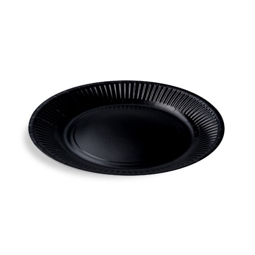 300 Pappteller rund FF Ø 23 x 1,6 cm schwarz – Imbissteller, Party-/Kuchenteller