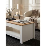 thumbnail of Couchtisch Weiß / Eiche 85x47x45 cm Wohnzimmertisch mit Stauraum, Design Sofatisch mit Ablagefach Modern, Kaffeetisch Loungetisch