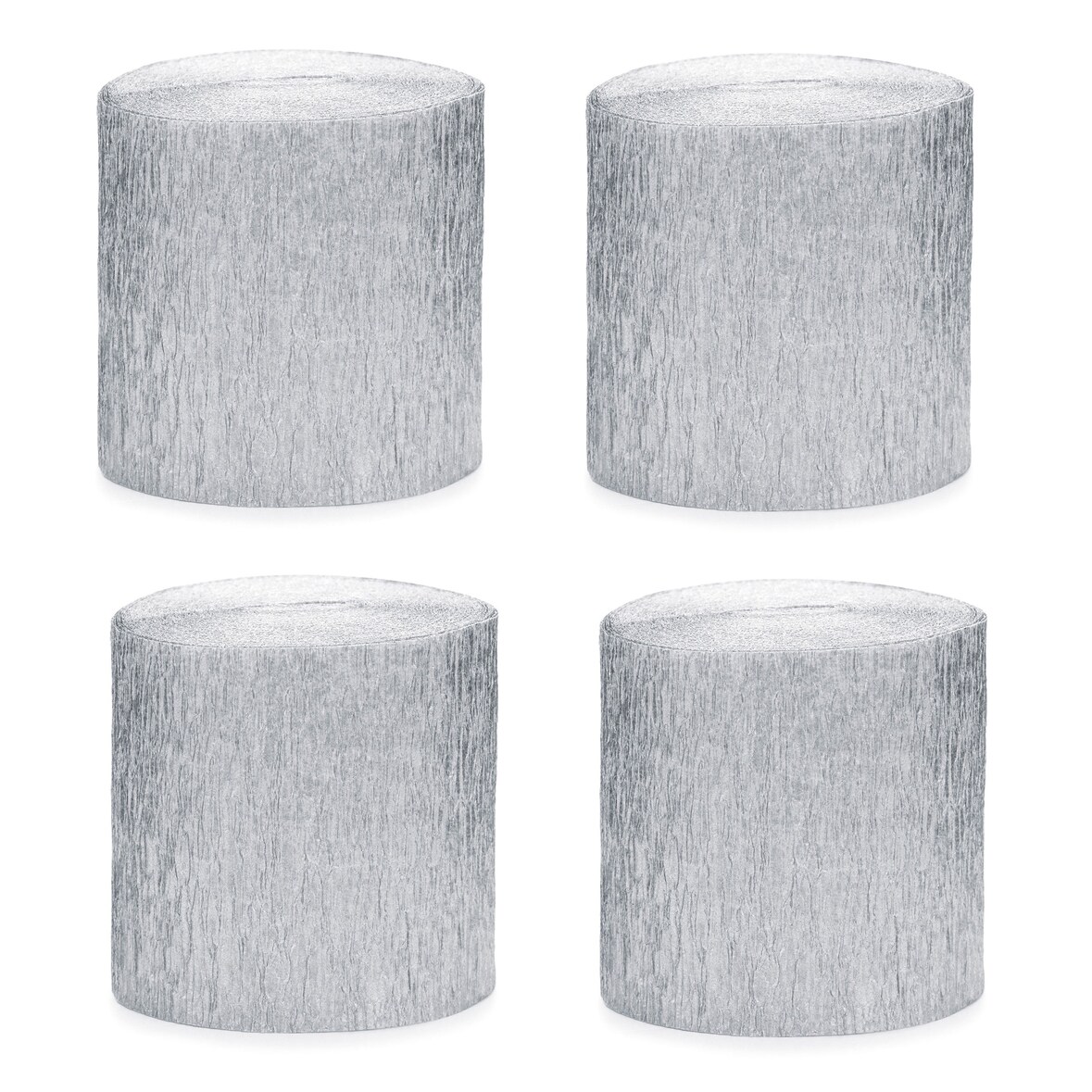 4 Krepppapier Rollen 5cm x 10m Krepp Papier Set zum Basteln Dekorieren Kreppband Floristenkrepp Hochzeit Bastelbedarf Bastelzubehör Silber metallic