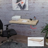 thumbnail of Tavolo da parete HWC-H48, tavolo pieghevole da parete tavolo da scaffale da parete, pieghevole in legno massiccio ~ 100x50cm colore naturale