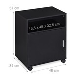thumbnail of Relaxdays Rollcontainer mit 3 Fächern & Tür, Büro & Home Office, mit Rollen, Büroschrank, HBT: 57 x 48 x 34 cm, schwarz